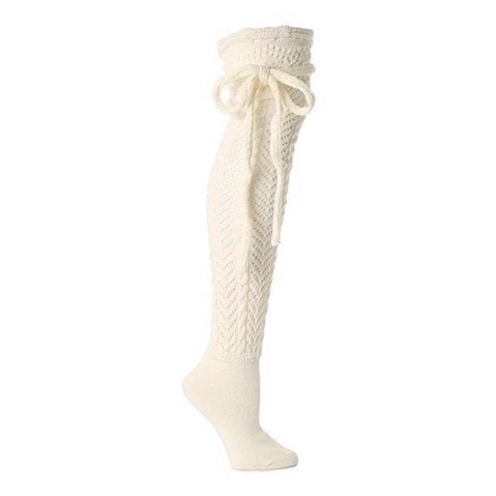 **SOLD** NWT MeMoi Chunky Pointelle Knit Over The Knee Bow Socks